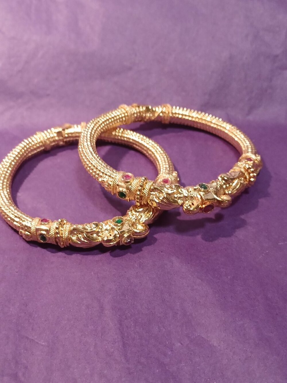 PAIR of Vintage Indian/Pakistani Dragon Head Clamper Bracelets
